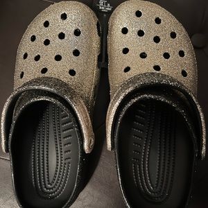 Gold and black ombré glitter Crocs